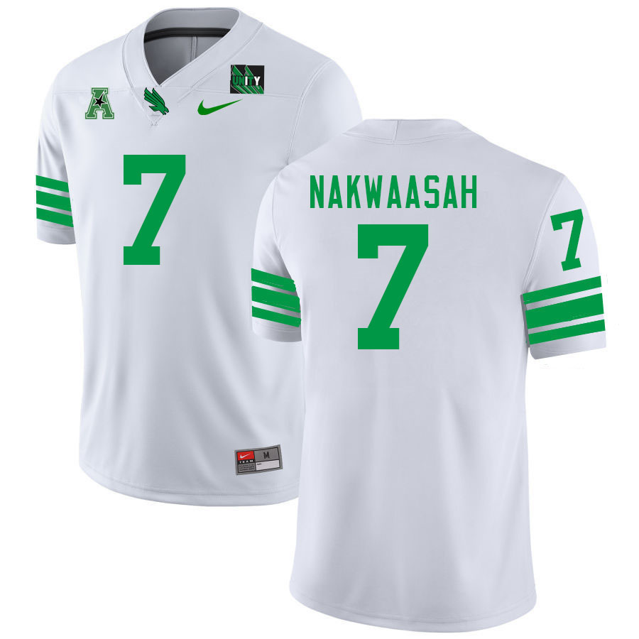 Men-Youth #7 Nick Nakwaasah North Texas Mean White 2023 College Football Jerseys Stitched Sale-White